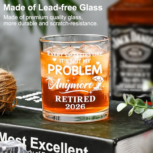Funny Retirement Whiskey Glass for Men - Not My Problem Anymore 2026
