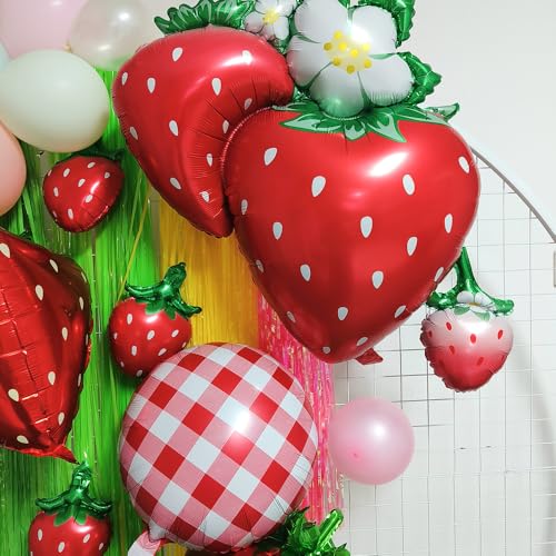 Red White Gingham Star Burst Balloons - 18 Inch Checker Pack for Parties