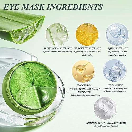 60 PCS Aloe Vera Under Eye Patches for Dark Circles & Puffiness