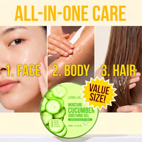 LEBELAGE Soothing Cucumber Gel 10.14oz - Hydrating Face & Body Moisturizer