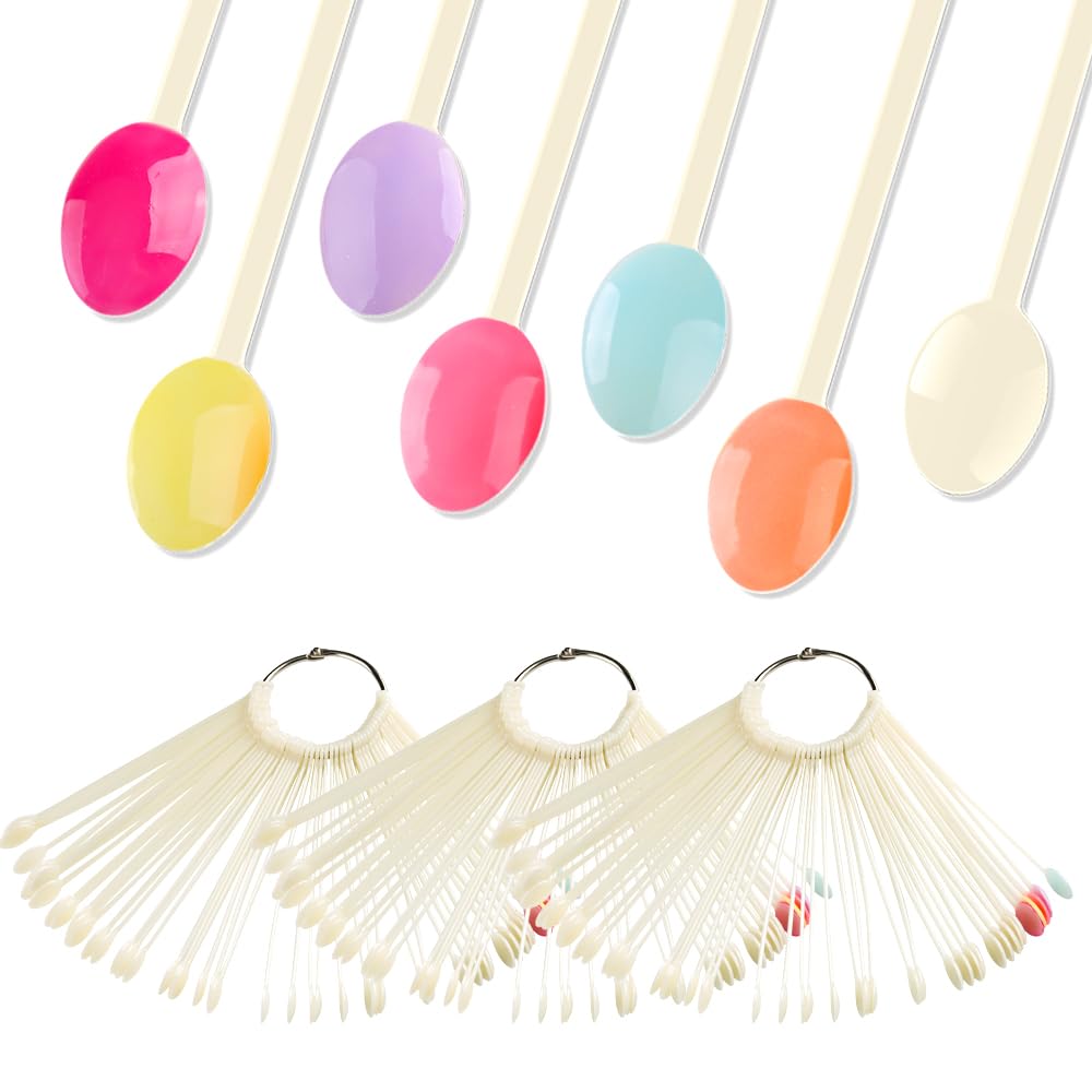 Nail Swatch Sticks - 150 Pcs Natural Beige Spoon Shaped Color Display Tips | Acrylic Practice Tools for Home & Salon