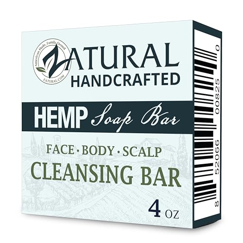 Zatural 100% Natural Hemp Bar Soap - Gentle Moisturizing Cleanser (Pack of 3)