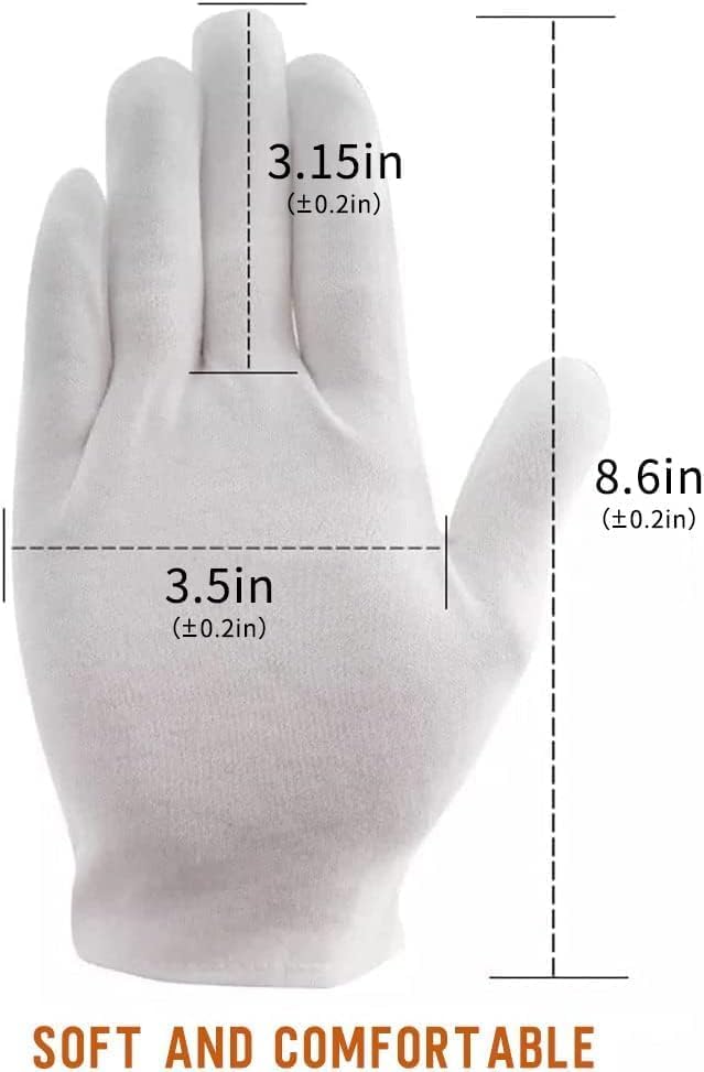 White Cotton Work Gloves - 24 Pcs Stretchable Safety Gloves | Medium Size