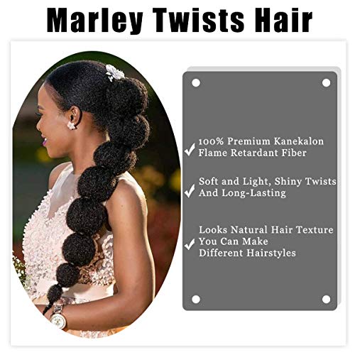 BAISAI 18 Inch Marley Twist Braiding Hair 1B# - Afro Kinky Crochet Extensions