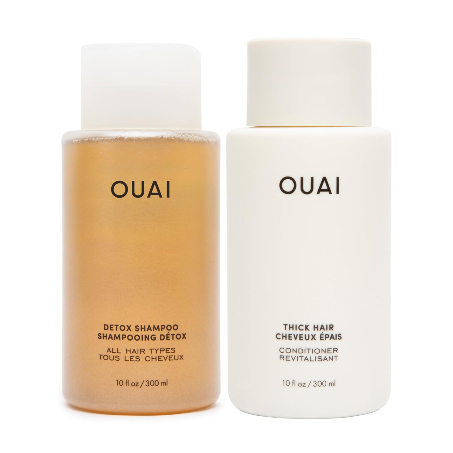 OUAI Detox Shampoo & Conditioner Bundle - Clarifying Shampoo for Build-Up, Dirt, Oil & Hydrating Conditioner for Medium Hair | 2 Count