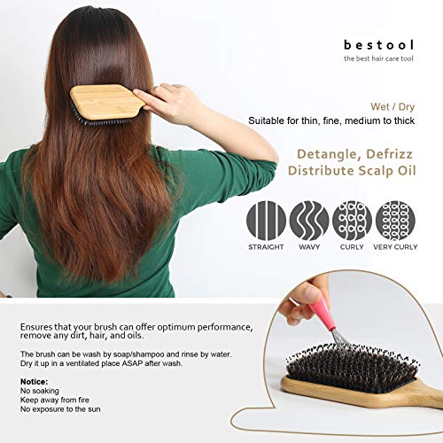 BESTOOL Hair Brush, Boar & Nylon Bristle Brush for All (Women, Men,
