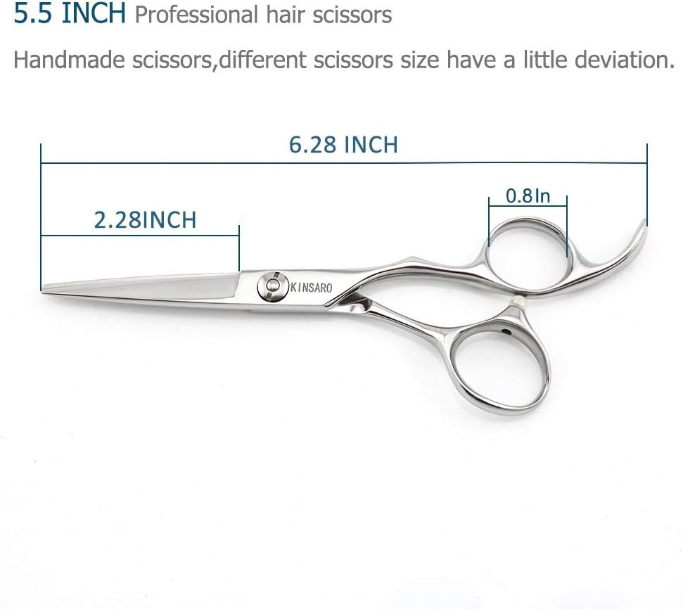 Professional Hair Cutting Scissors - 5.5" Barber Shears with 440C Convex Blades | Silvery Finish for Home or Salon Use