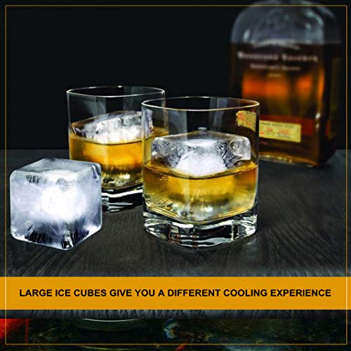 Helpcook Large Ice Cube Trays Set of 2 - Silicone Ice Molds for Whiskey & Cocktails