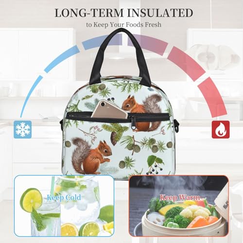 Reaocly Insulated Pine Cone Lunch Bag with Adjustable Strap