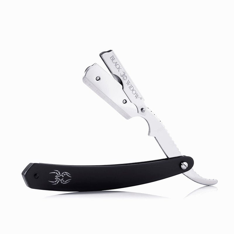 Black Widow Professional Straight Edge Razor Kit with 10 Blades – Stainless Steel Barber Razor for Men’s Shaving, Classic Barbero Shaver for Smooth, Precise, and Comfortable Shaves