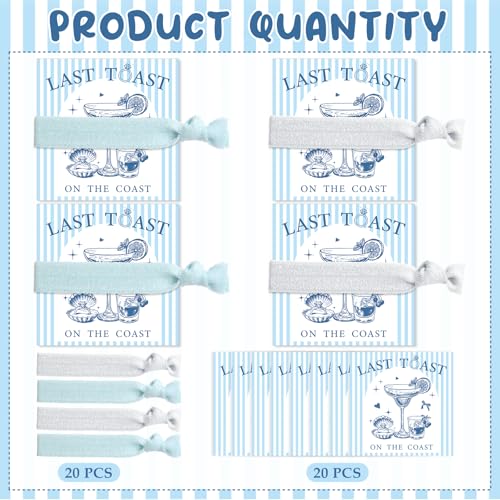 20 Pcs Bachelorette Party Favors - Blue Hair Ties with Cards