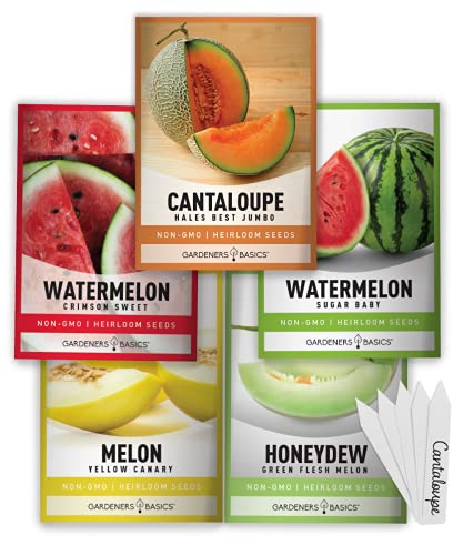 5 Variety Pack Melon Seeds - Cantaloupe, Watermelon & Honeydew
