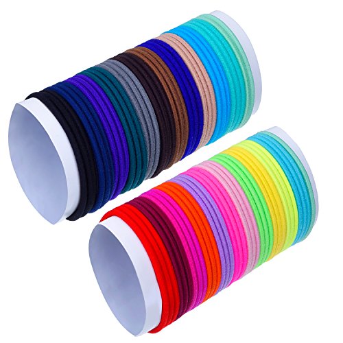 EBOOT 69-Piece 3mm Multicolor Elastic Hair Bands - Metal Free