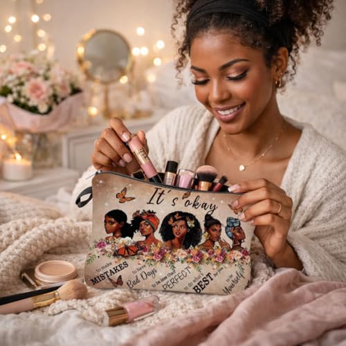 Black Girl Inspirational Makeup Bag – Melanin Beauty Travel Pouch
