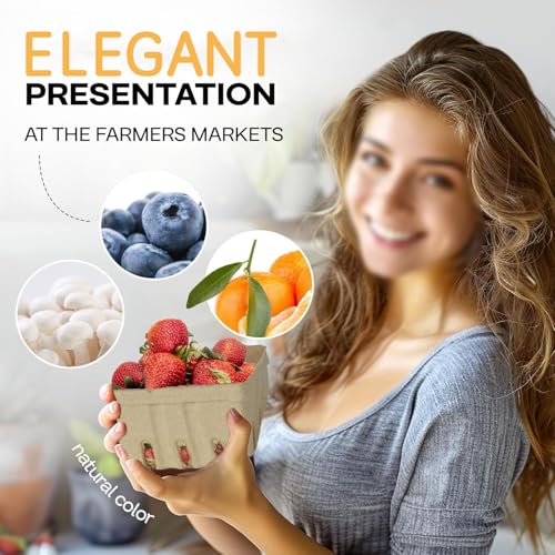 30 Pack Natural Pulp Berry Baskets - Eco-Friendly Produce Containers