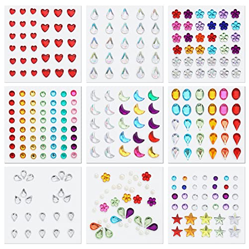 Self-Adhesive Face Gems and Rhinestones Kit for Makeup & Body Art - Multicolored