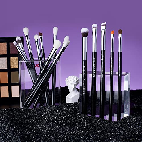 Jessup 15pcs Eye Makeup Brush Set - Pearl Black/Silver - Professional Quality