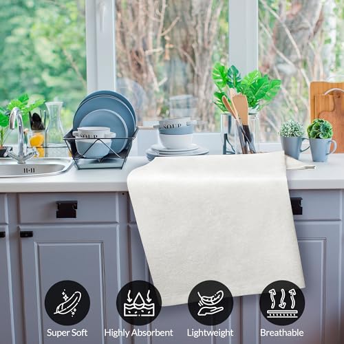 Super Absorbent Flour Sack Dish Towels - 100% Cotton, 28"x28" (Pack of 6)