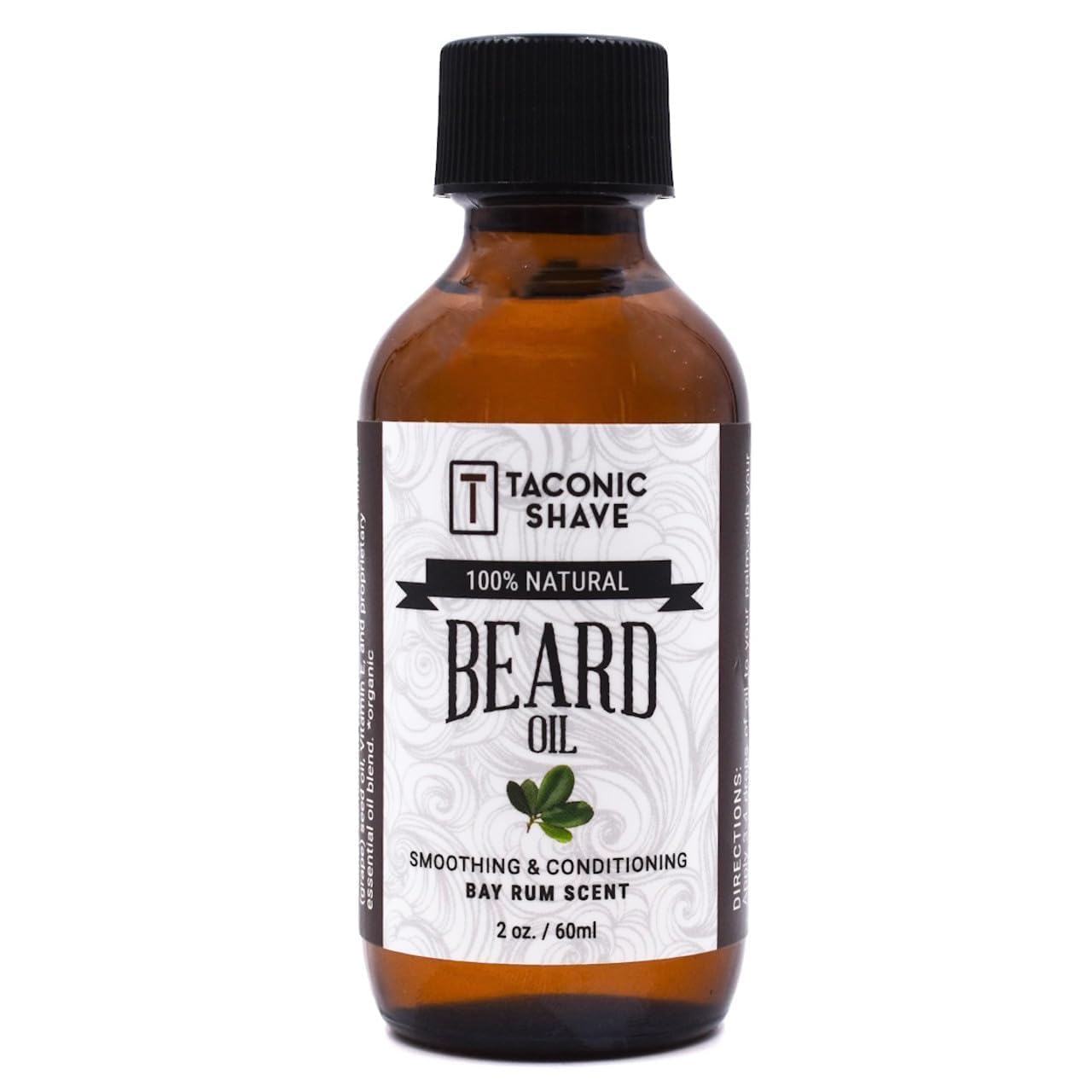 Taconic Shave Premium All Natural Beard Oil - 2 Ounce Bottle - Bay Rum - Conditions and Moisturizes Beard and Skin