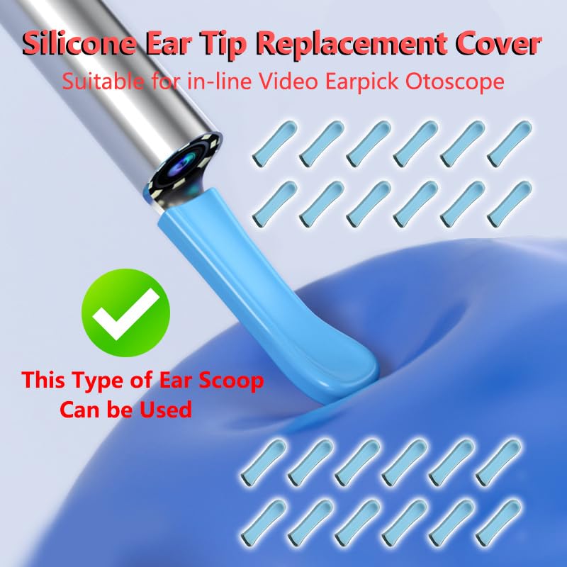 100 Silicone Ear Cleaner Replacement Tips for 3.5mm Ear Scoops