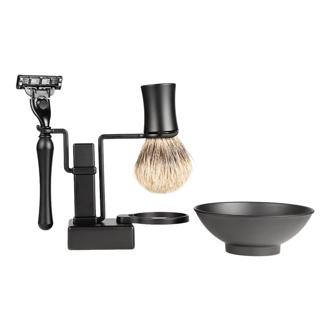 Grandslam Shaving Kit for Men, Safety Razor, Shaving Brush，Soap Cream and Stand, Stainless Steel Bowl Kit Gift Set