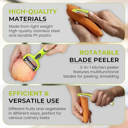 3-in-1 Stainless Steel Vegetable Peeler Set with Ergonomic Handle