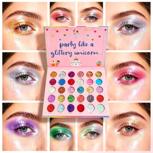 ABELYN Glitter Eyeshadow Palette - 30 Sparkly Colors for Parties