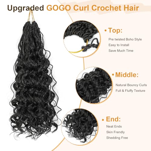 NOTICEME GoGo Curl Crochet Hair Extensions - 12 Inch Pre-Looped Synthetic