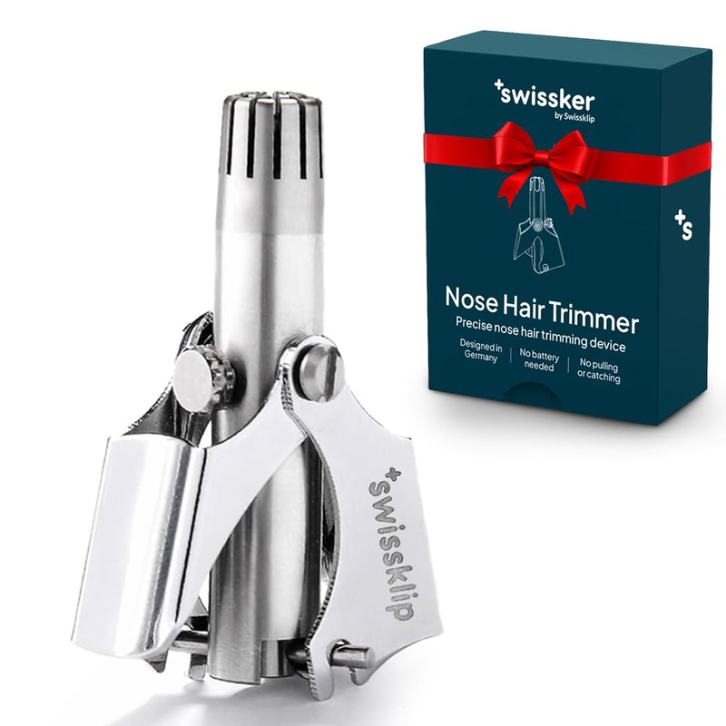 Swissklip Swissker Manual Nose Hair Trimmer for Men & Women - Precision Stainless Steel Ear Hair Remover - German Designed Grooming Tool with Rounded Safety Tip