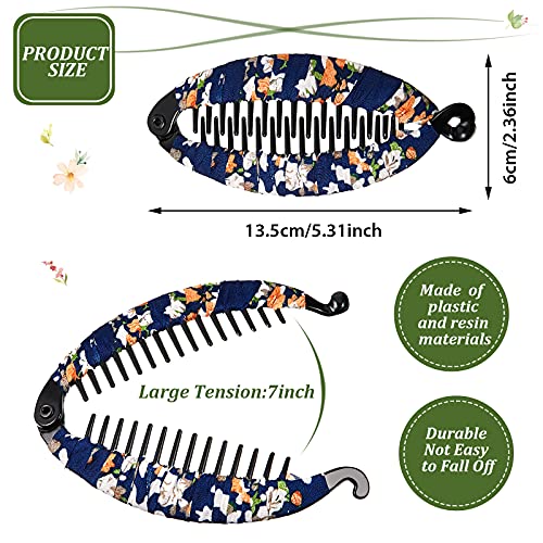 9-Piece Bohemia Style Floral Banana Hair Clips - Durable Fishtail Claw
