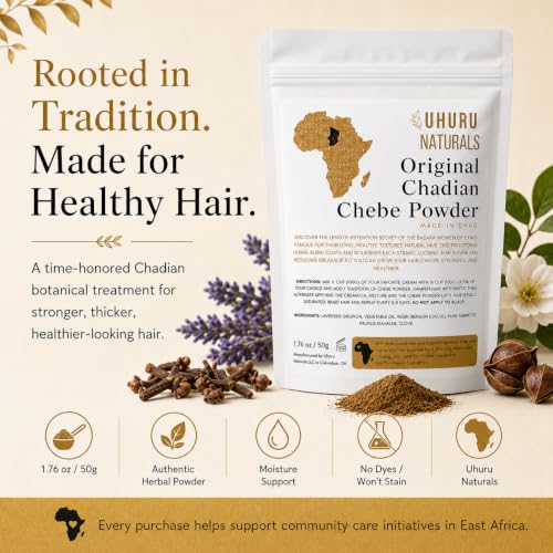 Uhuru Naturals Chadian Chebe Hair Powder 1.76 oz | Nourishing for Natural Hair