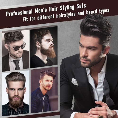 Dylapick Mens Hair and Beard Grooming Kit - Boar Bristle Brush & Comb Set