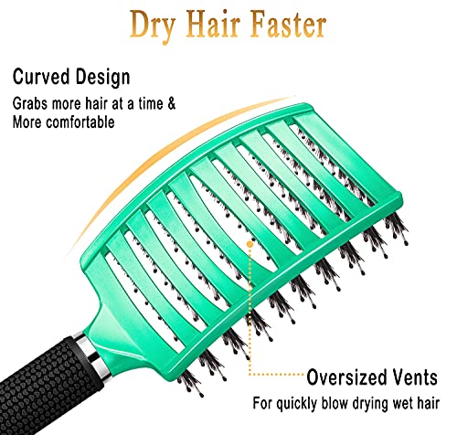 Boar Bristle Detangling Brush for All Hair Types - Lightweight & Non-Slip