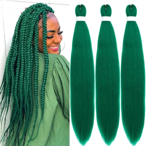 UPerfe 30-Inch Pre-Stretched Braiding Hair - Dark Green Synthetic Extensions