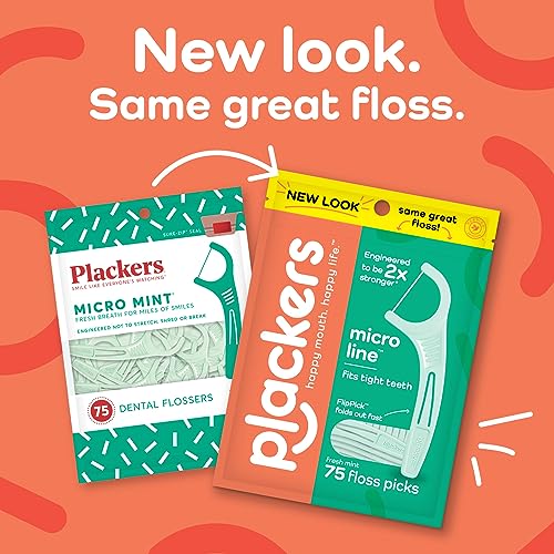 Plackers Micro Mint Dental Floss Picks with Travel Case, 12 Count