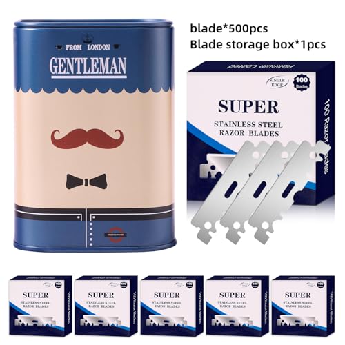 BARBERTOP 500 Single Edge Razor Blades with Stainless Steel Disposal Case
