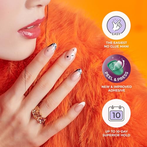 KISS imPRESS Halloween Press On Nails - Glow-in-the-Dark Black Squoval