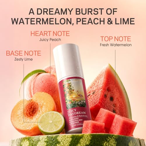 Hair & Body Perfume Mist Set for Women, Fresh Fragrance Spray for Hair & Skin & Fabric, Lightweight Long Lasting Travel Size Women's Fragrances Trio Gift Set (Fruity & Floral & Coconut Milk Scents)