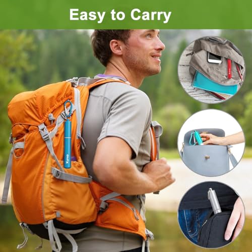 Kynup Collapsible Reusable Metal Straws with Silicone Tips - 4 Pack Set for Travel
