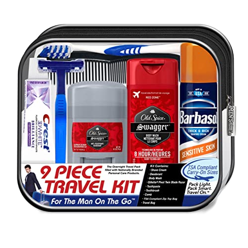 Men's Travel Toiletry Kit - 9-Piece TSA Compliant Essentials