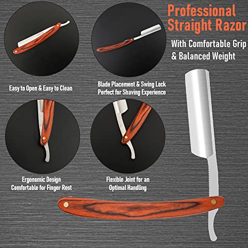 SXDGS Professional Straight Razor Set NO.147 with Strop - Stainless Steel Shaver for Men