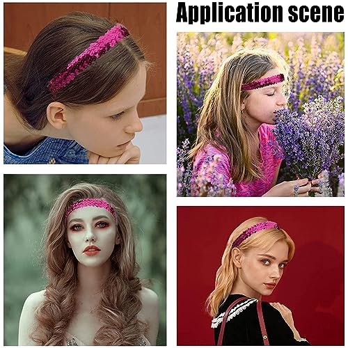 GORGECRAFT 12-Piece Sequin Elastic Headband Set for Sports and Party