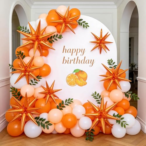 9 Pcs Orange Star Mylar Balloons – 27 & 22 Inch Party Decor