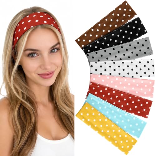Vintage Polka Dot Headbands for Women 8pcs - Retro Hair Accessories, Girl Gift Set