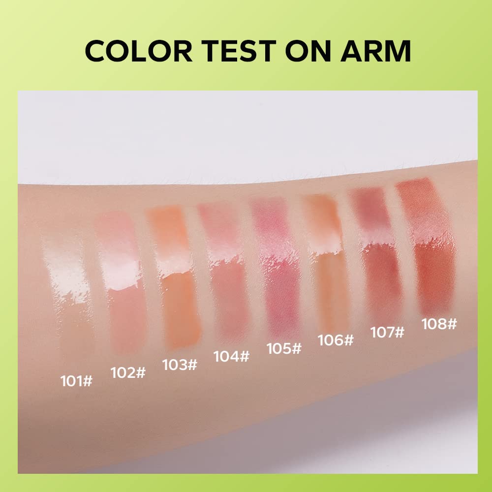 Beauty Glazed Big Brush Head Lip Oil, Ultra-Hydrating & Nourishing, Smooth Glossy Finish Glow Shiny and Vegan Tinted Gloss, Non-Sticky Formula (104# LOVE, 1) 0.14 Fl Oz
