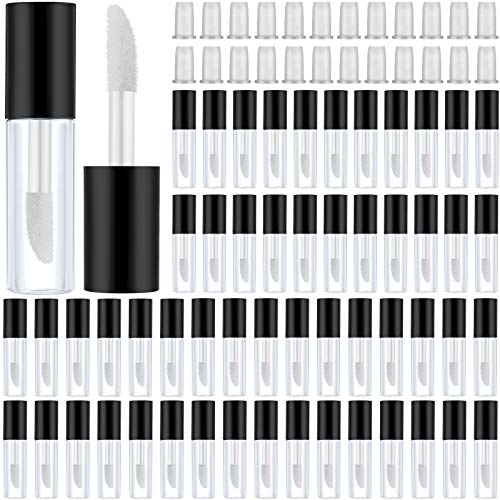 Patelai 100 Pcs Black Mini Lip Gloss Tubes - 1.2ml Containers