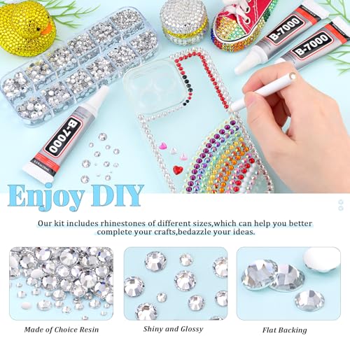 6000 Pcs Flatback Rhinestones with B7000 Glue for Crafting