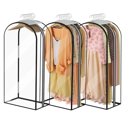 40" Hanging Garment Bags - Ultra Clear Suit Storage, 3 PCS
