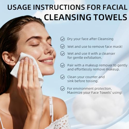 SilkenVive XL Disposable Face Towels - Ultra Soft Makeup Remover Cloths (50 Count)