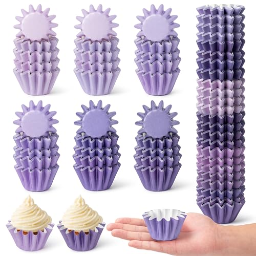 240 Count Purple Mini Cupcake Liners - Grease-Resistant Baking Cups